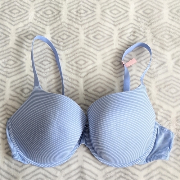 LA vie en rose pastel blue striped push up t shirt bra size 40D B075 - Picture 3 of 7